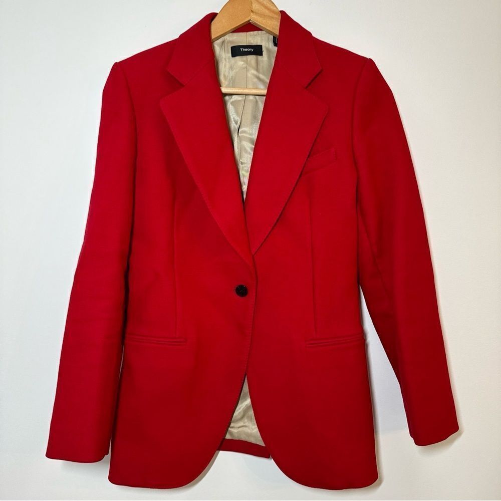 Theory Cinched Moleskin Double Blazer Red Womens size 2